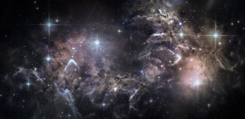 Abstract space background, star clusters and clouds. Lights and darks. Elements of this image...