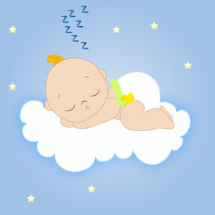 baby sleeping on the cloud