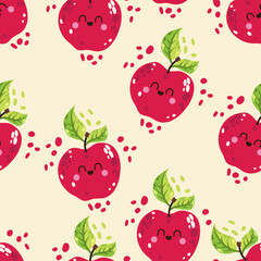Baby seamless vector pattern. Cute, colored cartoon apples. Kids texture for fabric, textile, clothing, wrapping paper, wallpaper. Vector illustration in pastel, retro colors.
