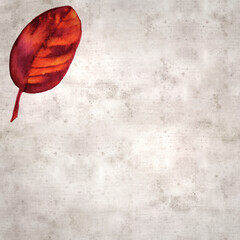 stylish textured old paper background with autumnal leaves in color ink