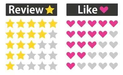 Review and Like icon set.