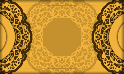 Background in yellow color with vintage brown ornament for design under logo or text