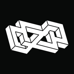 Optical illusion object, impossible shape logo design. Optical art. Sacred geometry figure.