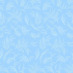 Winter blue background. Vector seamless pattern with frosty ice decor. Christmas festive illustration.