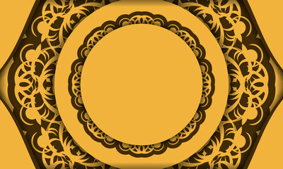 Yellow banner with a luxurious brown pattern and place under your text