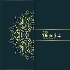 Happy Diwali luxury social media post. the light festival with gold oil lamps illustration