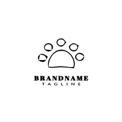 dog foot print logo cartoon icon design template black isolated illustration