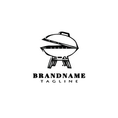 barbecue grill cartoon logo icon design template black vector