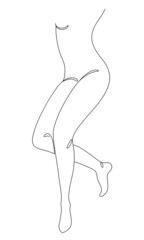 Silhouettes of a girl, human legs, feet in a modern one line style. Continuous line drawing, aesthetic outline for home decor, posters, wall art, stickers, logo. Vector illustration.