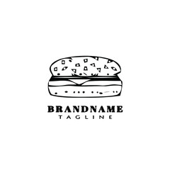 burger cartoon logo icon design template black isolated vector