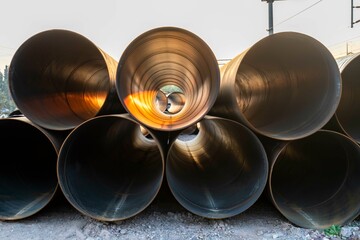 hollow large iron sewer pipes