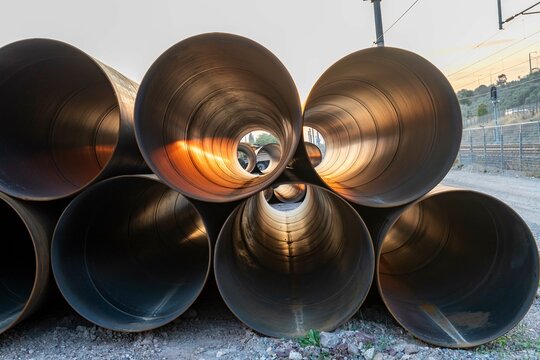 hollow large iron sewer pipes