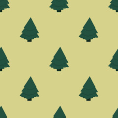 Christmas seamless green pattern with Christmas tree branches and Christmas toys. Printing for gift wrapping Happy New Year and Merry Christmas. 