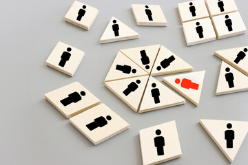 business concept image of blocks with people icons ,human resources and management concept