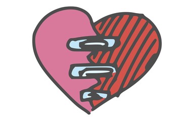 torn heart on the holiday of lovers with a plaster