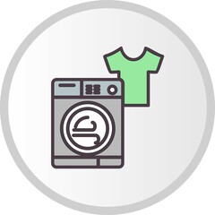 Laundry Machine Filled Vector Line Icon Design