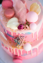 beautiful delicious pink birthday cake