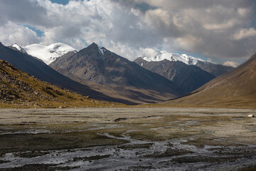 landscape with snow and mountains