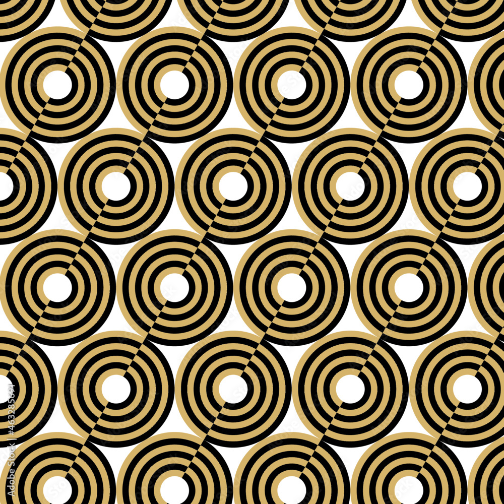 Poster background pattern seamless design gold and black round spirals abstract vector. geometric abstract 