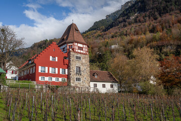 Fototapeta na wymiar Red House - Vaduz, Liechtenstein