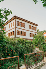 Traditional Ottoman house in Safranbolu. Safranbolu UNESCO World Heritage Site. Old wooden mansion turkish architecture. Ottoman architecture. Safranbolu house in green garden.