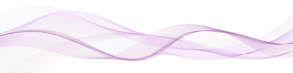 Purple wave swirl swoosh.  Dynamic undulate motion, smooth flowing wave. Air wind transparent veil. Modern trendy design for web banner, isolated curve lines on white background. Vector illustration
