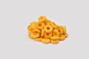 Indian street crispy snack called Popring Masala isolated on white background selective focus