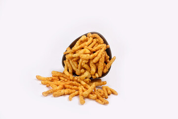 SNACKS STICKS CORN, isolated Image kurkure or namkeen sticks, background image.