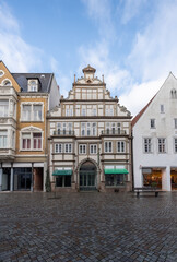 Fototapeta na wymiar Buildings in Osterstrasse street - Hamelin, Lower Saxony, Germany