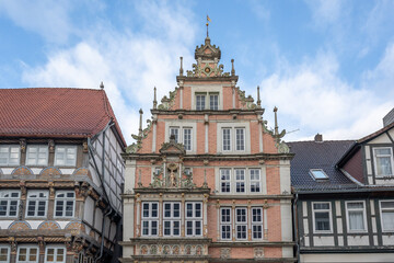 Fototapeta na wymiar Leisthaus - house in Weser Renaissance style - Hamelin, Lower Saxony, Germany