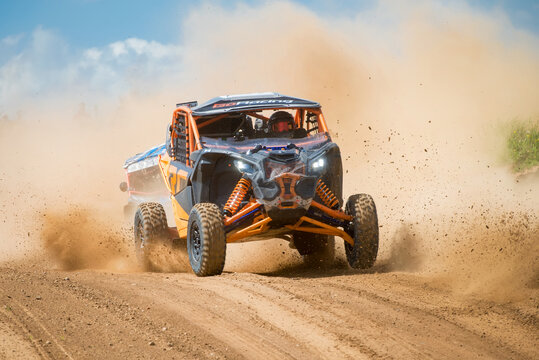 MOSCOW, RUSSIA - MAY 22, 2021: Bely Yevgeny 747, All-Terrain Vehicle Autocross Competition (SSV), in the first stage of the racing series F7 CHALLENGE 2021, Auto-Moto Track Burtsevo