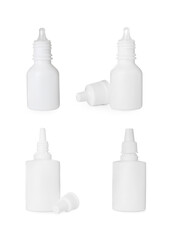 Set with nasal sprays on white background