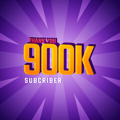 Thank You 900 K Subscribers Celebration Background Design. 90000 Subscribers Congratulation Post Social Media Template.