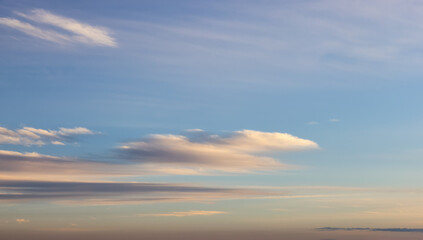 View of colorful cloudscape during vibrant summer sunset on the ocean coast. Taken in Vancouver, British Columbia, Canada. Nature Background