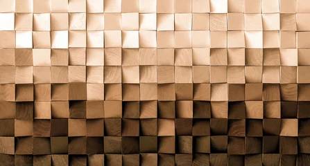 Möbelaufkleber Natural color wood block wall cubic texture background . Modern contempolary woodwork wallpaper artwork design . © Summit Art Creations