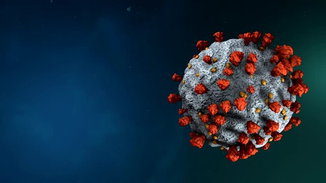 Coronavirus disease COVID-19 outbreak. Microscopic view of a infectious SARS-CoV-2 omicron arcturus virus cell. 3D endless loop animation