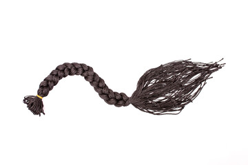 Afrokos, Dreadlocks close-up. Braided by a master hairdresser in the salon, hair braided in dreadlocks. African braids on a white background.