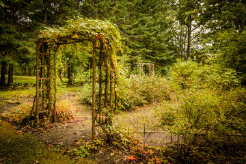 Idyllic natural park scenery located in the heart of Saint-Roch-des-Aulnaies at autumn time in Quebec, Canada