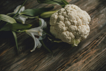 fresh cauliflower on the table, healthy food