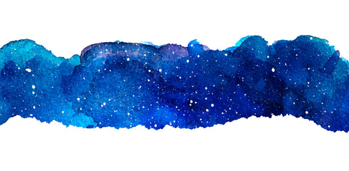 Watercolor night sky background with stars. Vector cosmic layout with space for text