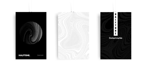 Minimal covers design. Trendy geometric halftone posters