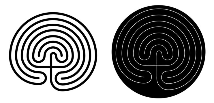 Crete traditional symbol. Cretan labyrinth line art vector