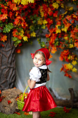 little red riding hood with leaves