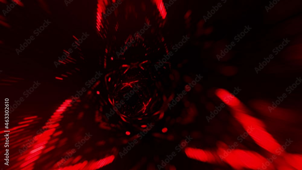 Poster abstract red portal. wormhole space deformation, science fiction. black hole, vortex hyperspace tunn