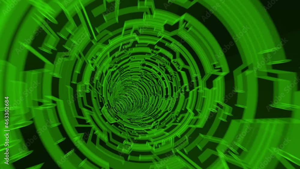 Poster abstract sci-fi tunnel with rectangular design elements. futuristic vj motion graphics for music vid