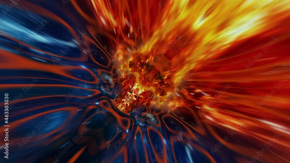 Poster wormhole through time and space, warp through science fiction. abstract jump in space in hyperspace 