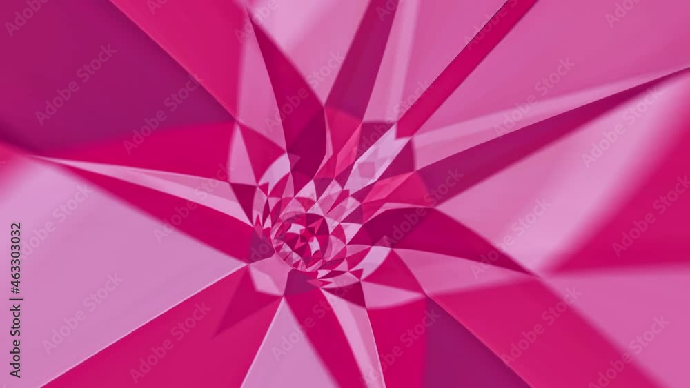 Poster abstract pink neon triangle tunnel. abstract flying in futuristic corridor with triangles. technolog
