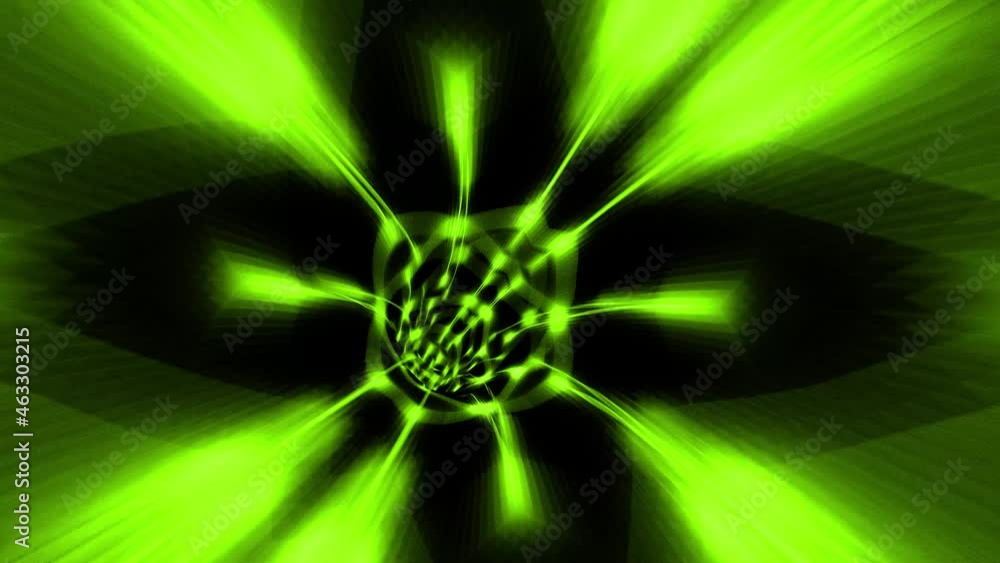 Poster flight through abstract sci-fi green tunnel. abstract energy tunnel in space. tunnel in outer space.