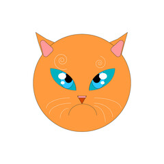Angry Red Cat Head illustration. Vector stock illustration.