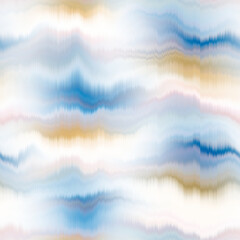 Wavy summer dip dye boho background. Wet ombre color blend for beach swimwear, trendy fashion print. Dripping wave digital watercolor swirl effect. High resolution seamless pattern art material. © Nautical